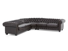 Chesterfield Ecksofa III Echtleder braun Sofa Couch Ledersofa Bigsofa