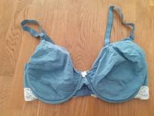 BH mit Bügel blau mit Spitze Jeansoptik Gr. 90D ( 90 C ) von Tchibo TCM neu