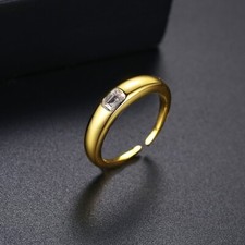 Damen Minimalist Ring Solitär Rhodiniert Cubic Zirkonia Verlobung GG verstellbar