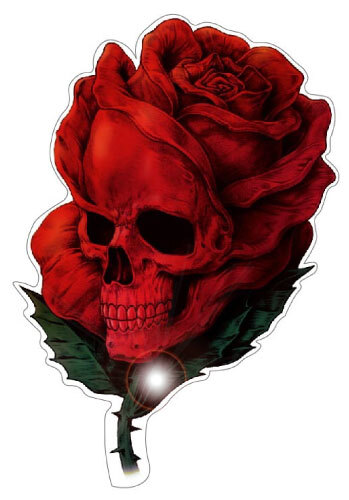 Rose skull aufkleber sticker - rose,