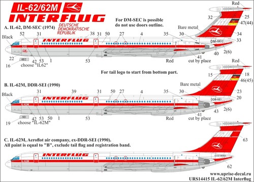 144 decal ilyushin - decal, il-62/62m