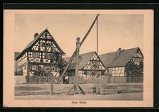 Eicha, Ansichtskarte, Alter Brunnen und Fachwerkhäuser 