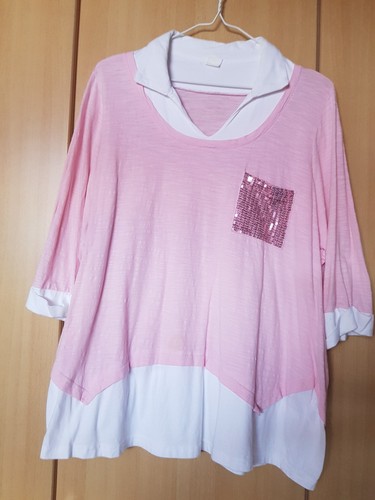 Blusenshirt tunika rose weiß - tunika, rose/weiß