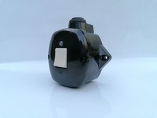 Erge Bakelit Schalter Kippschalter Steckdose alt retro Licht Porzellan schwarz