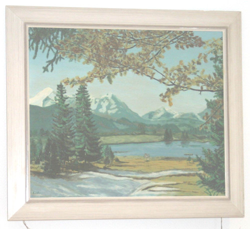 Gebirgssee öl signiert - gebirgssee., Öl.