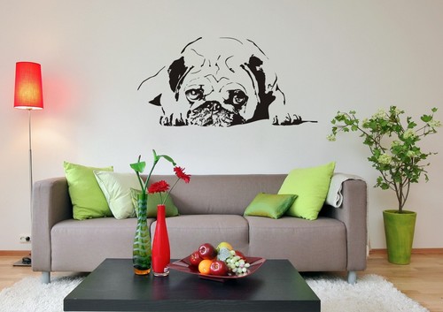 Wandtattoo mops hunde pug - wandtattoo:, -pug