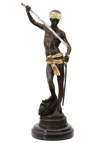 Bronzeskulptur david goliath - david,
