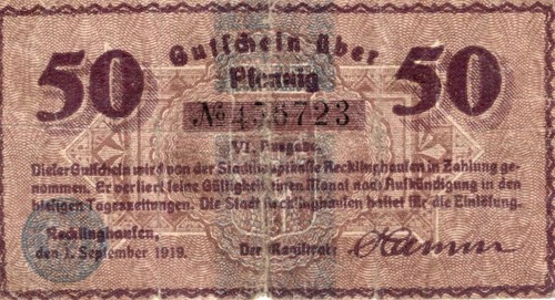 Notgeld recklinghausen - notgeld,