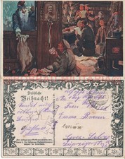 H184 PK AK Der feldgraue Weihnachtsmann beschert im Unterstand  Feldpost 1917