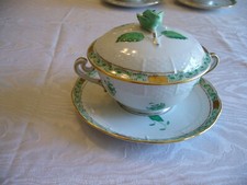 Herend Suppentasse 3-teilig Apponyi Grün , neuwertig