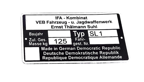 Rahmenplakette typenschild - rahmenplakette,