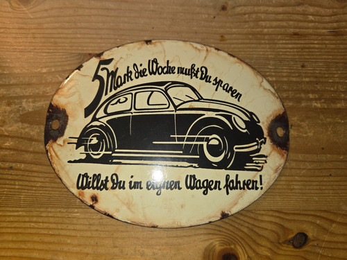 Emailleschild volkswagen - vw,