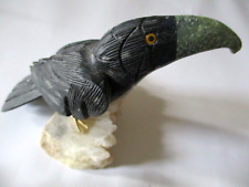 Edelstein Vogel Tukan versch. Edelsteine auf Quarz ca. 9 x 13  cm handmade Peru