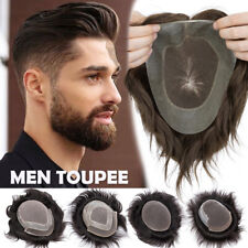 Männer Herren Perücke Remy Echthaar Kurze Lace Haaransatz Ersatzsystem Toupet DE
