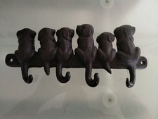 niedlicher  Wandhaken - Schlüsselleiste - Gusseisen - Hunde - 22,5 lang