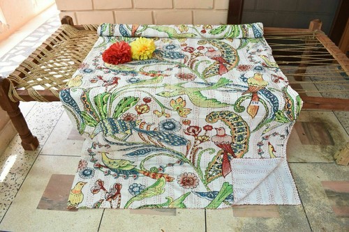 Indische kantha quilt - kantha, vogel