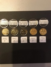 5x 1 DM Münze Vergoldet