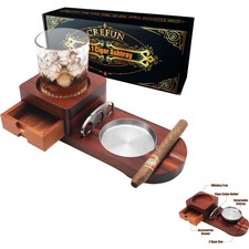 Zigarren Aschenbecher Whisky Untersetzer Zigarrenzubehör Holz Geschenkset