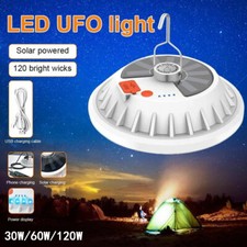 30W 60W 120W LED Solarleuchte Campinglampe Outdoor USB Akku Aufladbar Zelt Licht