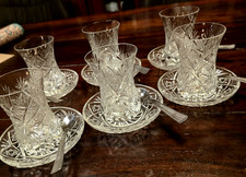 Türkische Teegläser Set Kristall 18-teilig 170 ml, Unbenutzt ,mit Löffelchen