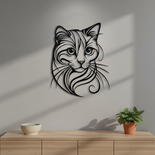 Metall katze wandbild einfach - katze,