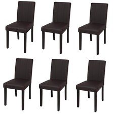 B-Ware 6er-Set Esszimmerstuhl MCW-O65d, Stuhl Polsterstuhl, Kunstleder, braun