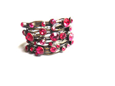 Konplott Ring  CAGES rote Steine Messing Fassung