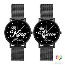 Personalisierbare Paararmbanduhren " KING&QUEEN LOVE S/W " mit Namen.