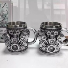 V6/V8 Motorbecher Einzigartiges Tasse Haltbare Kaffeetasse Edelstahlbecher Neu