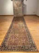 6283 Langer Kaschmir Felder Ghom Läufer Seidenteppich 440x90 Galerie Tappeto Rug