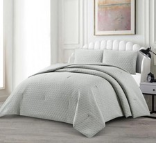 Tagesdecke Set Alara Überwurf Decke 3-Teilig 240 x 250 cm , 2-Personen Grau