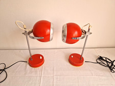 2x Vintage Eyeball Lampe 60er  70er Space Age Tischlampe Rot Mid Century Leuchte