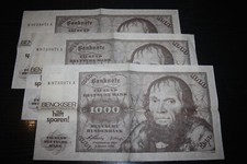 3 Stk. Tischunterlagen Benckiser 1000 DM Deutsche Mark Banknoten Werbung Vintage