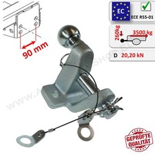 ABE Zugmaul mit Kugelkopf für Anhängerkupplungsbock / Maulkupplung Lochbild 90mm