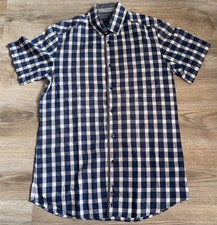 LC Waikiki Casual Sports Herren Hemd Baumwolle Kurzarm Blau Weiß Kariert Größe S