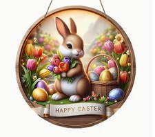 Holzschild Frohe Ostern Happy