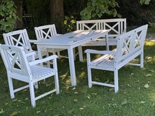 Gartenmöbel Sitzgruppe aus 3 Sesseln, 2 Bänken und 1 Tisch