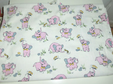 2 Gardinenschals weiß mit rosa/grauen Elefanten Stoffbreite 113 breit x 166 hoch