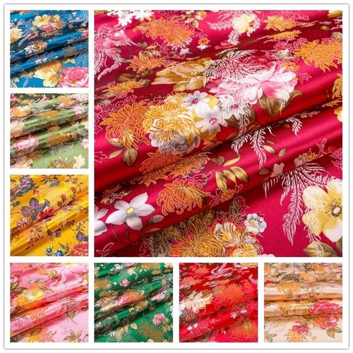 Satin floral stoff faux seide - floral,