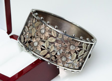 Silber/ Gold - antikes Armband - 0.20 ct Diamanten - Handarbeit