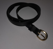 Damen Gürtel schwarz 82 cm lang, 1,5 cm breit mit goldener Schnalle NEU