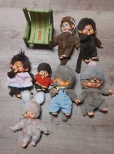 Vintage Monchhichi Sammlung Sekiguchi 70er/80er mit Zubehör – 7 Figuren + Stuhl