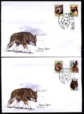 Wolf, Hase, Marderhund, Nerz, Baummarder. 2 FDC. Weißrußland 2008