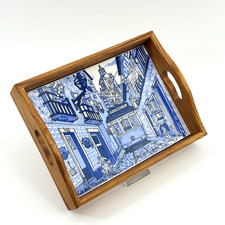 Tablett Holz Keramik | Portugal Deko Lisboa Tram | Serviertablett 22x17 cm