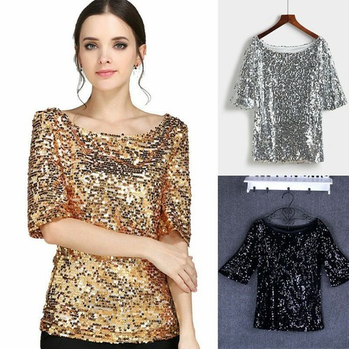 Damen pailletten glitzer - glitzer, hemd