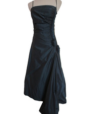 VERA MONT langes Abendkleid Taft XS 34 (32/34) Changeant blau vintage /A