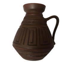 Vase Krug Blumentopf Mit Griff Griechisch Arabisch Afrikanisch Braun Vintage alt