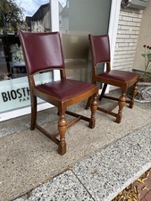 2 Stühle antik Mark Rowe & Sons England Englisch Stabil Stuhl Eiche Leder