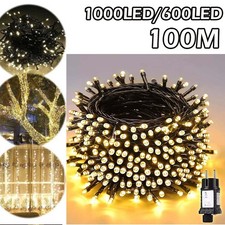 1000LED 100 M Lichterkette Warmweiß Innen Außen Hochzeit Garten Party EUStecker