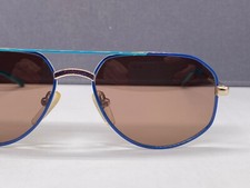 Eschenbach Sonnenbrille Herren Blau Grün Gold 1980er Vintage pilot oval Germany
